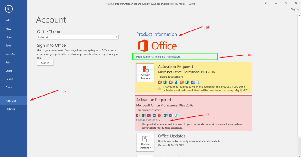Microsoft Office Professional Plus 2016 Product Key 4 Ms office 2016 Activation Account Option Product Key submit