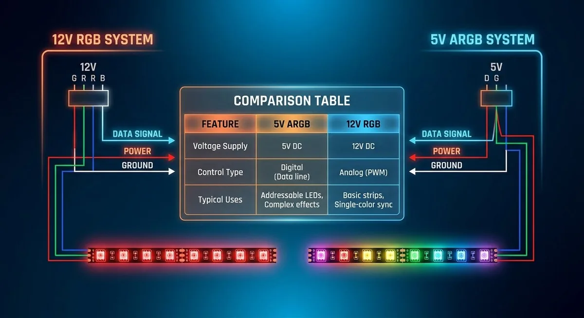 5V ARGB vs 12V RGB header compatibility