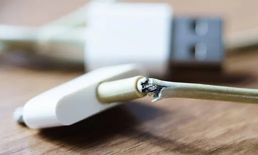 damaged laptop charger fire hazard