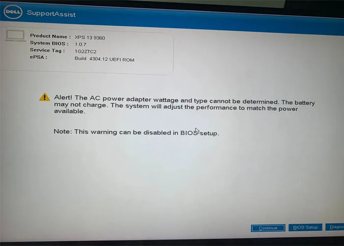 how to fix dell the ac power adapter wattage and type cannot mt8bt0z9