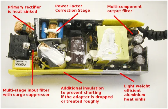 laptop charger idle no-load internal components