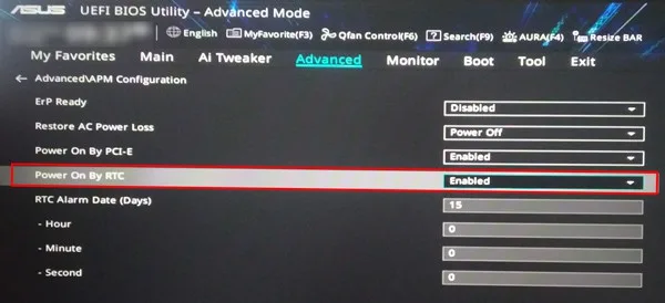 laptop sleep mode vs shutdown RTC power