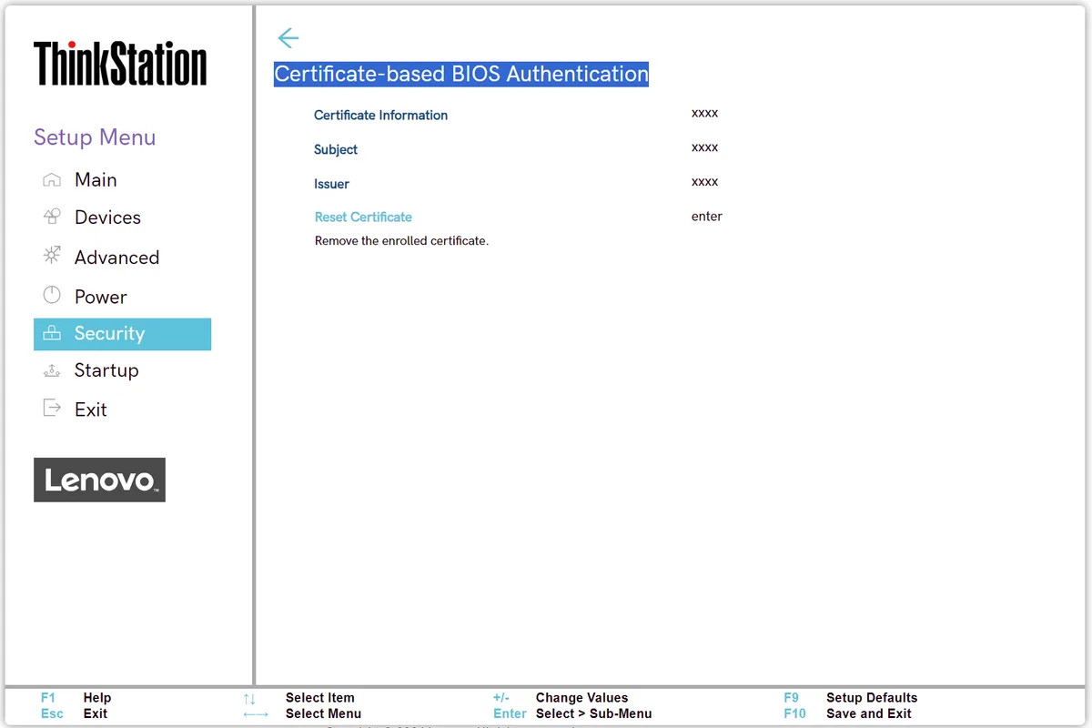 Lenovo BIOS battery authentication setting