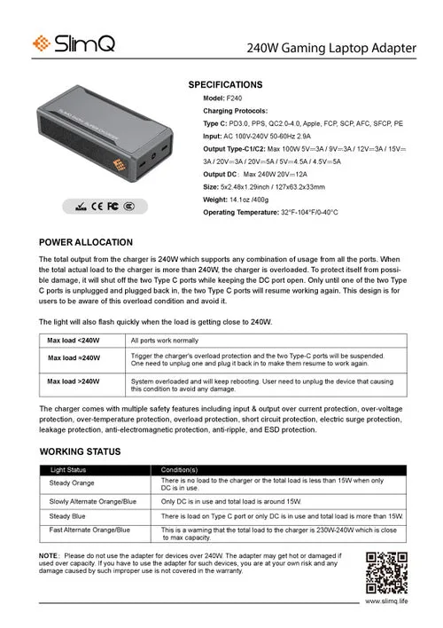 SlimQ 240W GAN charger compatibility decision flow