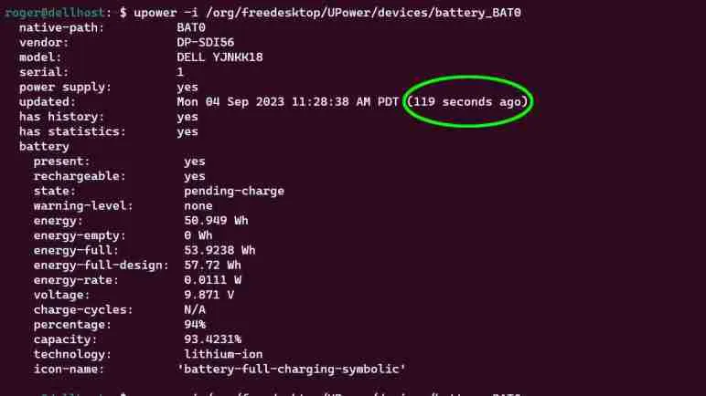 How to Check Ubuntu Linux Battery Health with Upower Command 4 upower --enumerate battery device path