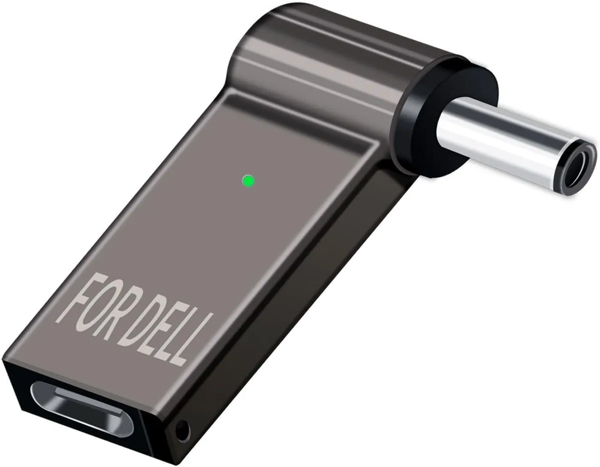 USB-C to barrel plug laptop charging adapter