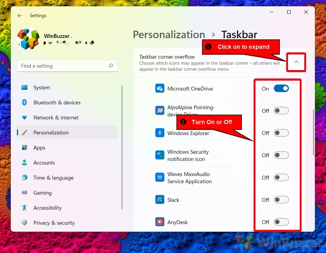 Windows 11 hidden icons overflow